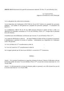 2018 DU 136 Déclassement de la parcelle anciennement cadastrée CE 46 au 74, rue de Reuilly (12e). Le Conseil de Paris, siégeant en formation de conseil Municipal Vu le code général des collectivités territoriales ;