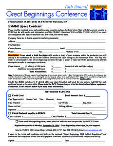 Microsoft Word - 18th Annual Great Beginnings Conference Exhibit Space Contract-FINAL.docx