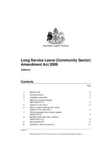 Australian Capital Territory  Long Service Leave (Community Sector) Amendment Act 2009 A2009-42