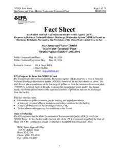 NPDES Fact Sheet: Star Sewer and Water District Wastewater Treatment Plant - ID0023591