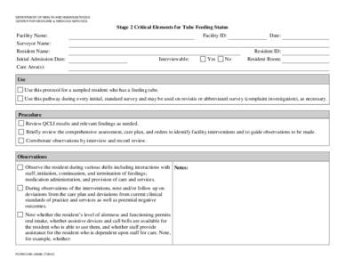 Nutrition, Hydration, Tube-Feeding Status CE