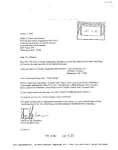 January 2,2002 Office of Nutritional Products Labeling and Dietary Supplements (HFS-810) Center for Food Safety & Applied Nutrition Food and Drug Administration 200 C Street SW