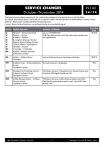 SERVICE CHANGES  ISSUEOctober/November 2014