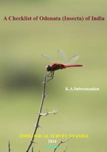 A Checklist of Odonata of India (Version[removed]Zoological Survey of India A Checklist of Odonata of India (Version[removed])