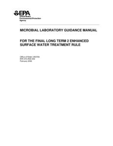 Microbial Laboratory Guidance Manual for the Final Long Term 2 Enhanced Surface Water Treatment Rule