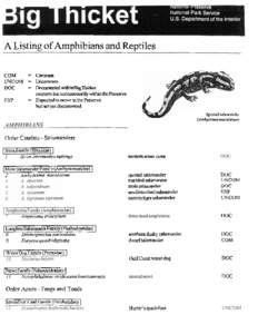 A Listing of Amphibians and Reptiles COM =Comrmm UNCOM = Uncommon