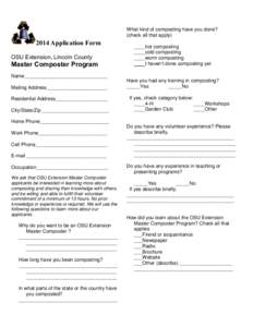What kind of composting have you done? (check all that apply[removed]Application Form OSU Extension, Lincoln County