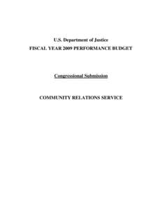 Microsoft Word - CRS FY09 Congressional Submission - Performance Budget.doc