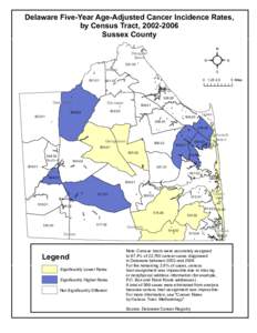 Delaware Five-Year Age-Adjusted Cancer Incidence Rates, by Census Tract, [removed]Sussex County ²