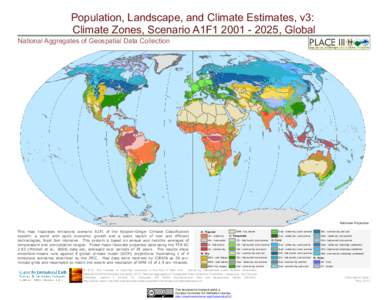 Population, Landscape, and Climate Estimates, v3: Climate Zones, Scenario A1F1, Global National Aggregates of Geospatial Data Collection  Robinson Projection
