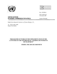 Distr.: GENERAL E/ECA/ARCWNovember 2009 UNITED NATIONS ECONOMIC COMMISSION FOR AFRICA