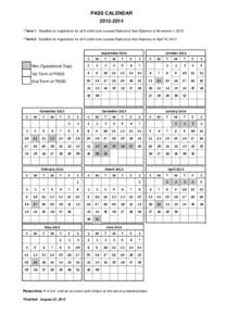 PASS CALENDAR[removed] * Term 1: Deadline for registration for all 5 credit core courses Diploma & Non-Diploma) is November 4, 2013 * Term 2: Deadline for registration for all 5 credit core courses Diploma & Non-Diploma