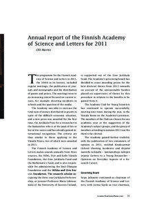 Annual report of the Finnish Academy of Science and Letters for 2011 Olli Martio
