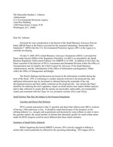 September 12, 2008 SBAR Panel Letter to EPA Administrator Stephen Johnson