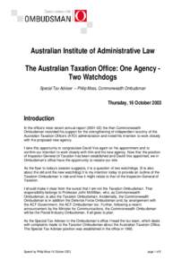 The Australian Taxation Office: One Agency - Two Watchdogs