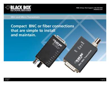Free 24-hour tech support: [removed]blackbox.com © 2010. All rights reserved. Black Box Corporation. Mini and Micro Transceivers