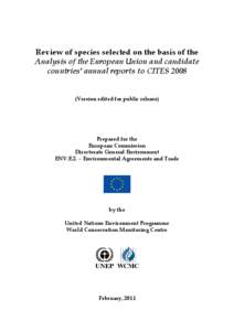 Review of species selected on the basis of the Analysis of the European Union and candidate countries’ annual reports to CITES[removed]Version edited for public release) SRG 55