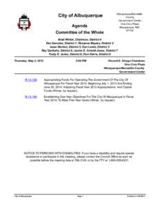 City of Albuquerque Agenda Committee of the Whole Albuquerque/Bernalillo County