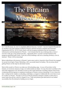 Photo - courtesy of Leslie Jaques Sunrise at Bounty Bay  A Monthly Newsletter The Pitcairn Miscellany