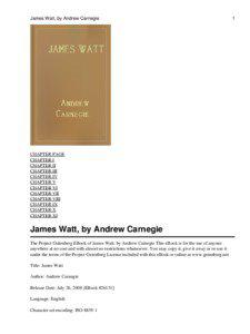 James Watt, by Andrew Carnegie  CHAPTER PAGE