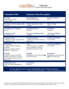 Columbine ESD  Summary Plan Description Plan Type Internal Revenue Code