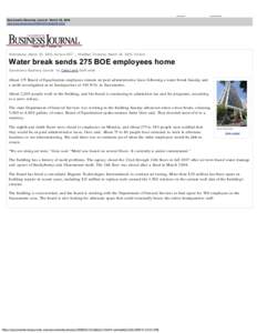 Water break sends 275 BOE employees home - Sacramento Business Journal: