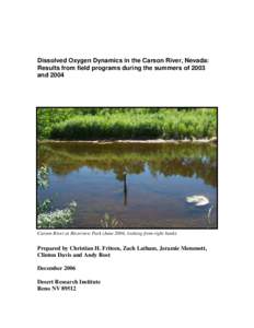 Dissolved Oxygen Dynamics in the Carson River, Nevada: Results from field programs during the summers of 2003 and 2004 Carson River at Riverview Park (June 2004, looking from right bank).