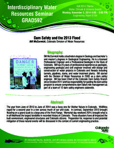 Interdisciplinary Water Resources Seminar GRAD592 Fall 2014 Theme: Water, Climate & Extreme Events