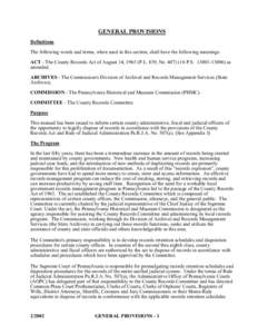 GENERAL PROVISIONS Definitions The following words and terms, when used in this section, shall have the following meanings: ACT - The County Records Act of August 14, 1963 (P.L. 839, No[removed]P.S[removed]as ame