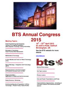 BTS Annual Congress 2015 Meeting Topics  Fetal Programming and Assessing