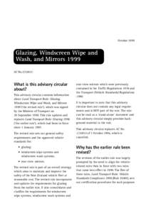 Rules - Glazing Windscreen Wipe and Wash and Mirrors advisory circular 1999