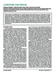 AUDITORY GRAMMAR Yoshitaka Nakajima1, Takayuki Sasaki2, Kazuo Ueda1, and Gerard B. Remijn1 1Department of Human Science/Research Center for Applied Perceptual Science, Kyushu University, Fukuoka, Japan of Psycho