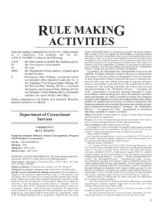 RULE MAKING ACTIVITIES Each rule making is identified by an I.D. No., which consists of 13 characters. For example, the I.D. No. AAM[removed]E indicates the following: