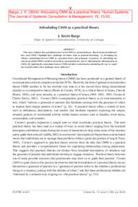 Barge, J. KArticulating CMM as a practical theory. Human Systems: The Journal of Systemic Consultation & Management, 15, Human Systems: The Journal of Systemic Consultation & Management Articulating CMM 