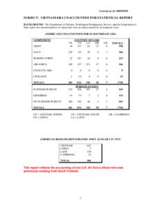 SUBJECT:  VIETNAM-ERA UNACCOUNTED FOR STATISTICAL REPORT