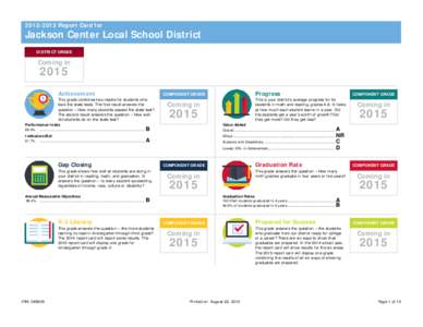 [removed]Report Card for  Jackson Center Local School District DISTRICT GRADE  Coming in