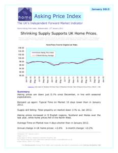 JanuaryAsking Price Index The UK’s Independent Forward Market Indicator Home Asking Price Index. Release date: 15th January 2013