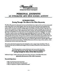 PLYMOUTH STATE UNIVERSITY  PERSONAL JOURNEYS AN INTEGRATED ARTS HIGH SCHOOL ACTIVITY INTRODUCTION