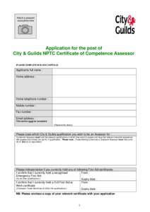 Application for the post of NPTC