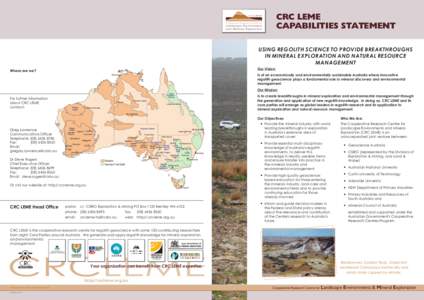Research institutes / Geomorphology / Planetary geology / Regolith / Cooperative Research Centre / Mineral exploration / Yilgarn Craton / Saprolite / Geoscience Australia / Geology / Sedimentology / Economic geology