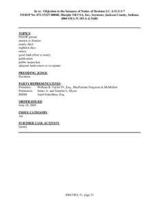 In re: Objection to the Issuance of Notice of Decision I.C[removed]FESOP No[removed], Murphy Oil USA, Inc., Seymour, Jackson County, Indiana 2004 OEA[removed]A-J[removed]TOPICS: FESOP permit