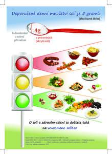 Do p o ru čené denní mno žství so li je 5 gramů  O soli a zdravém solení se dočtete také na www.mene-solit.cz Návrh SZÚ v rámci projektu WHO/BCAa MZ Vydal SZÚ 201 4 v rámci dotačního progra