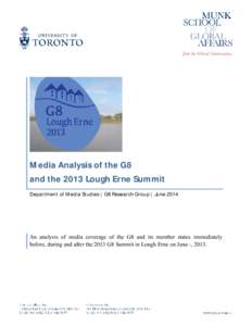 Media Analysis of the G8 and the[removed]Lough Erne Summit Department of Media Studies | G8 Research Group | June[removed]