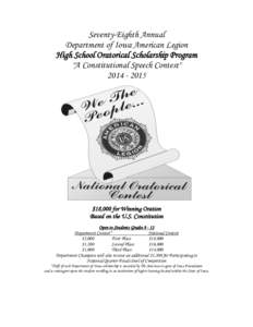 Seventy-Eighth Annual Department of Iowa American Legion High School Oratorical Scholarship Program 
