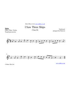 Sheet Music from www.mfiles.co.uk  I Saw Three Ships Main: Oboe, Flute, Violin,