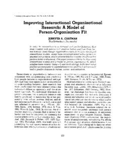 Improving Interactional Organizational Research: A Model of Person-Organization Fit