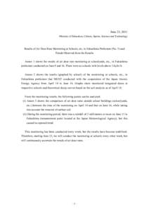 (english)①福島県学校等空間線量率モニタリングの実施結果について（その５）及び測定結果から見られる傾向について