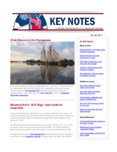 Oct. 20, 2011  Pride Returns to the Chesapeake In this Issue News in brief