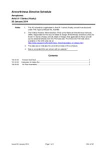 Airworthiness Directive Schedule Aeroplanes Aviat A-1 Series (Husky) 30 January 2014 Notes