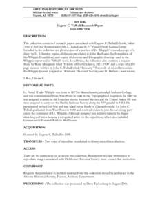 ARIZONA HISTORICAL SOCIETY 949 East Second Street Tucson, AZ[removed]Library and Archives[removed]Fax: ([removed]removed]